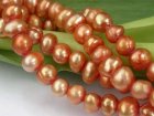 Orangeyellow Freshwaterpearl Potatoe 3-4 mm 37-39cm/str. (image for) Orangeyellow Freshwaterpearl Potatoe 3-4 mm 37-39cm/str.